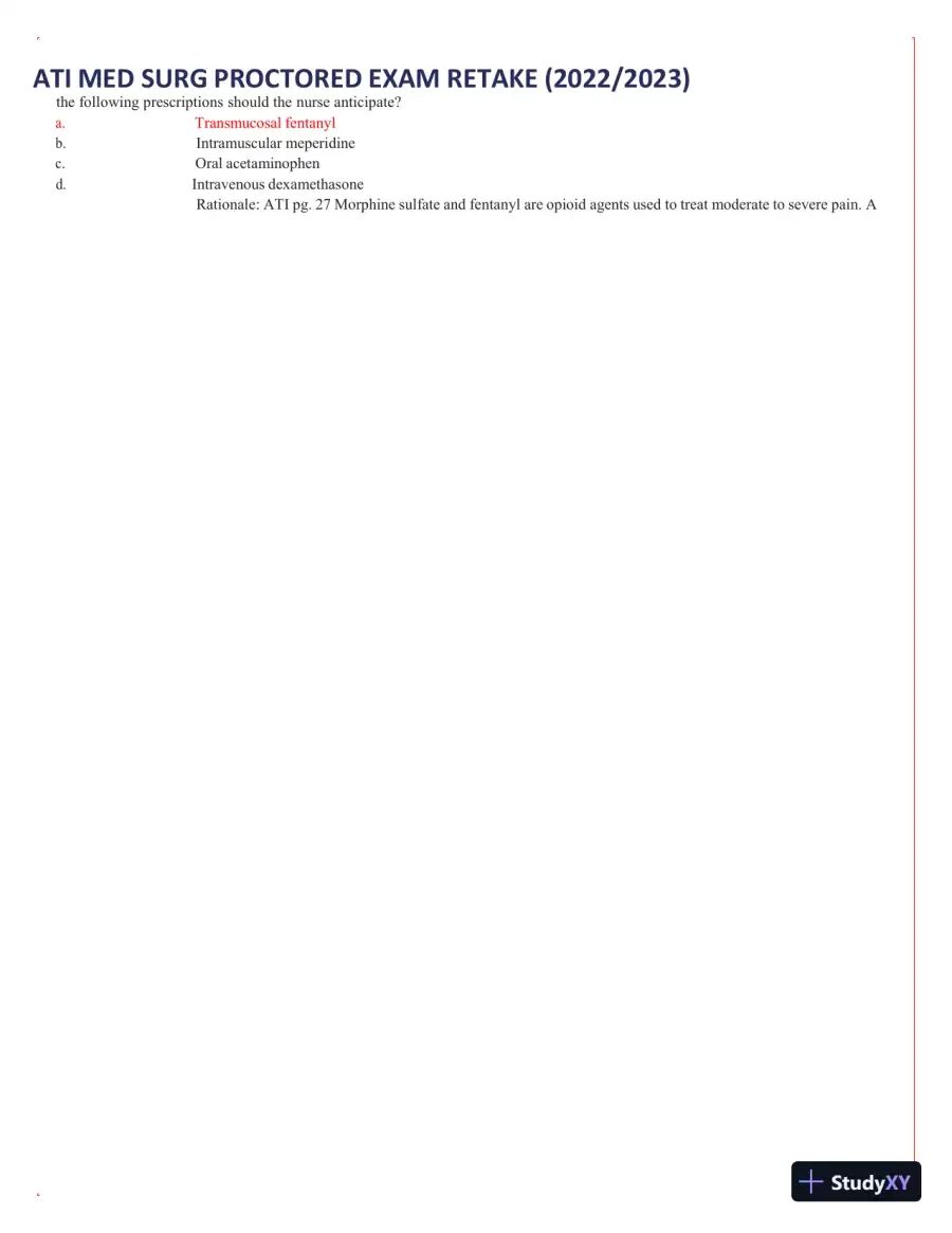 2022-2023 ATI Med Surg Proctored Exam Retake with Answers (111 Solved Questions), page 3