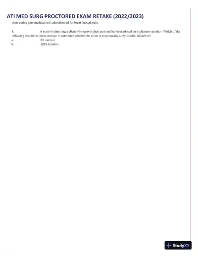 2022-2023 ATI Med Surg Proctored Exam Retake with Answers (111 Solved Questions) - Page 4 preview image