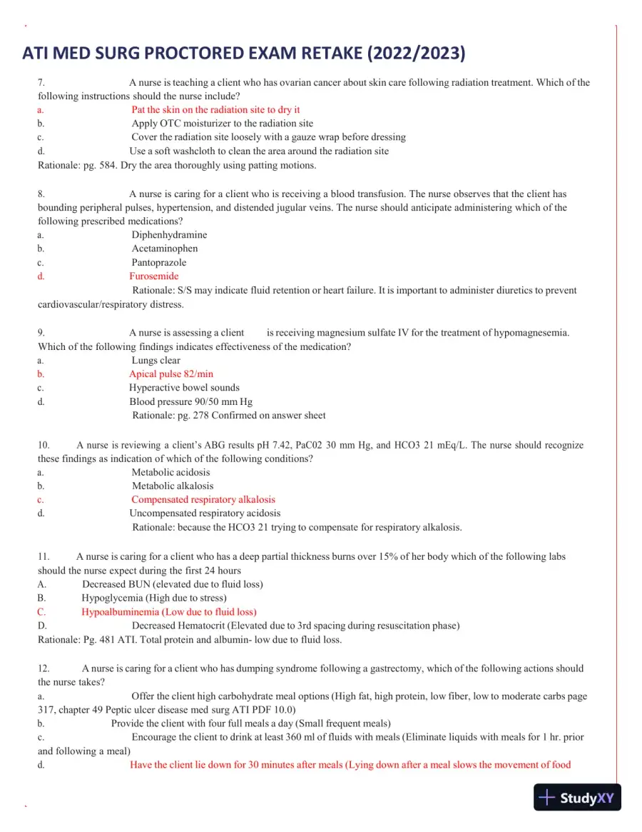 2022-2023 ATI Med Surg Proctored Exam Retake with Answers (111 Solved Questions), page 6