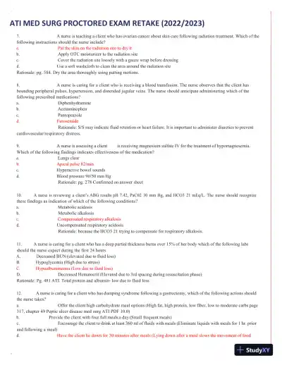 2022-2023 ATI Med Surg Proctored Exam Retake with Answers (111 Solved Questions) - Page 6 preview image