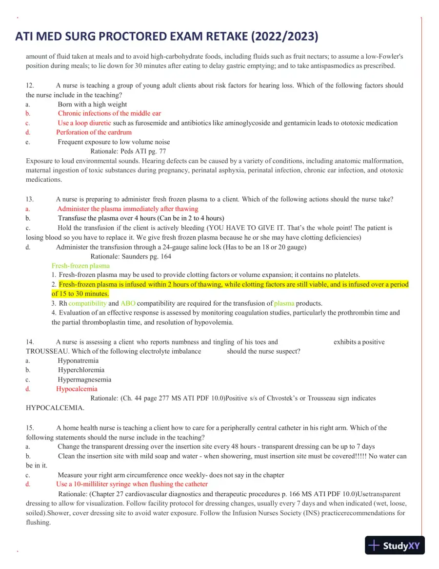 2022-2023 ATI Med Surg Proctored Exam Retake with Answers (111 Solved Questions), page 8