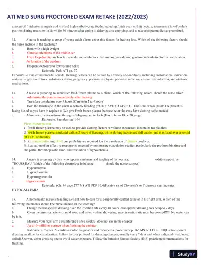 2022-2023 ATI Med Surg Proctored Exam Retake with Answers (111 Solved Questions) - Page 8 preview image