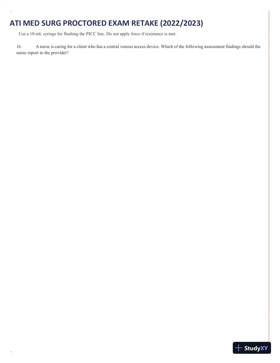 2022-2023 ATI Med Surg Proctored Exam Retake with Answers (111 Solved Questions), page 9