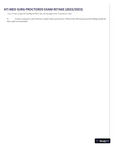 2022-2023 ATI Med Surg Proctored Exam Retake with Answers (111 Solved Questions) - Page 9 preview image