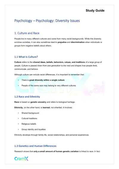 Psychology - Psychology Diversity Issues - Page 1 preview image