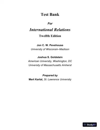 Test Bank for International Relations, 12th Edition - Page 1 preview image