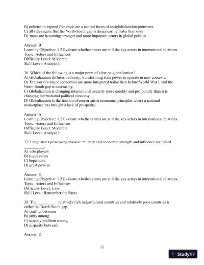 Test Bank for International Relations, 12th Edition - Page 14 preview image