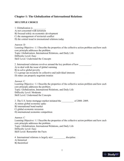 Test Bank for International Relations, 12th Edition - Page 4 preview image