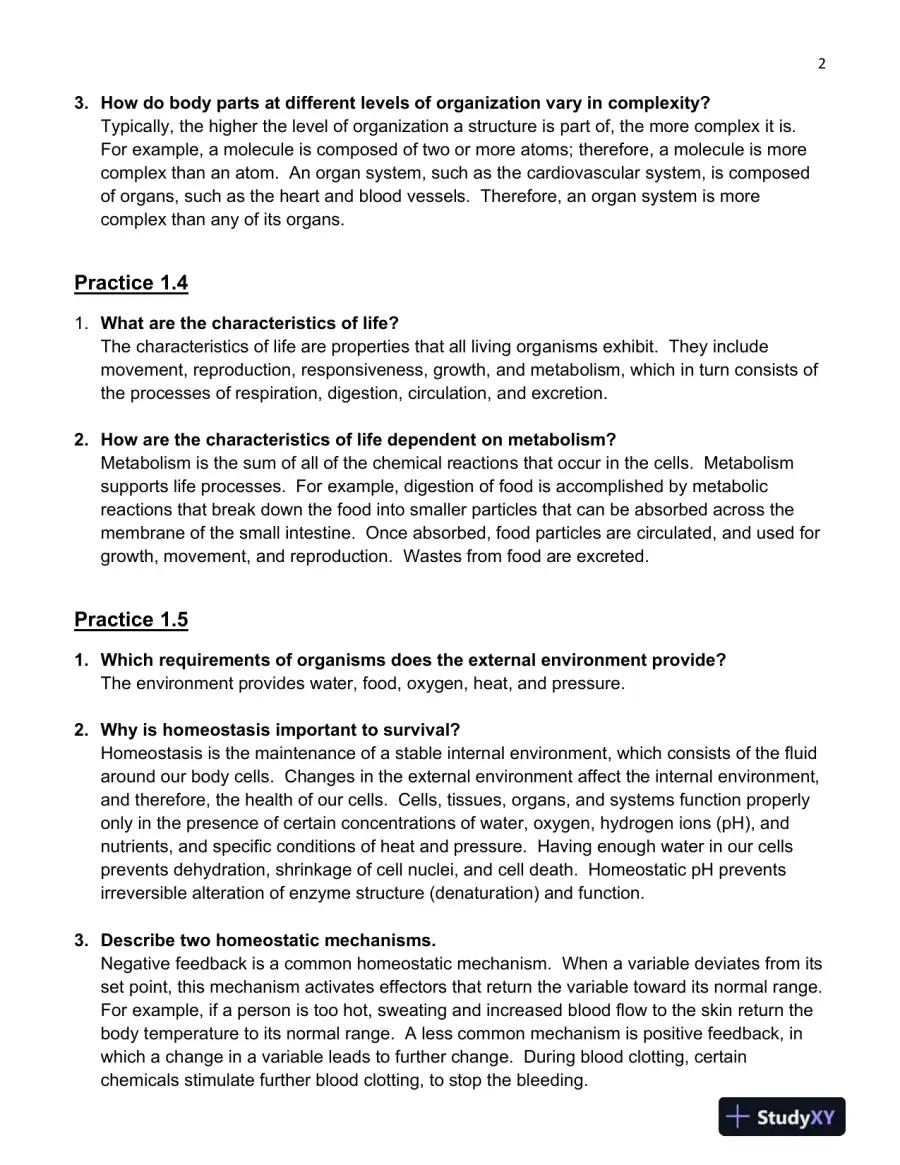 Solution Manual For Hole's Essentials of Human Anatomy and Physiology, 14th Edition, page 3