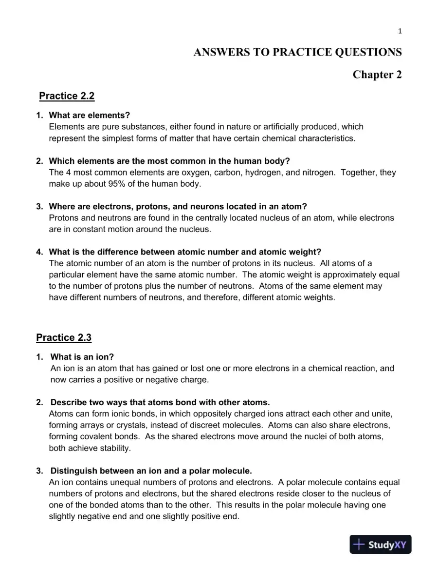 Solution Manual For Hole's Essentials of Human Anatomy and Physiology, 14th Edition, page 7