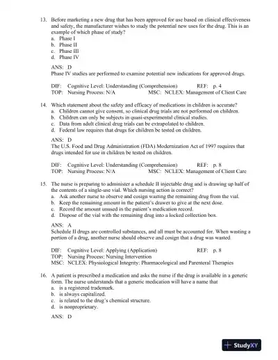 Pharmacology: A Patient-Centered Nursing Process Approach 9th Edition Test Bank - Page 6 preview image