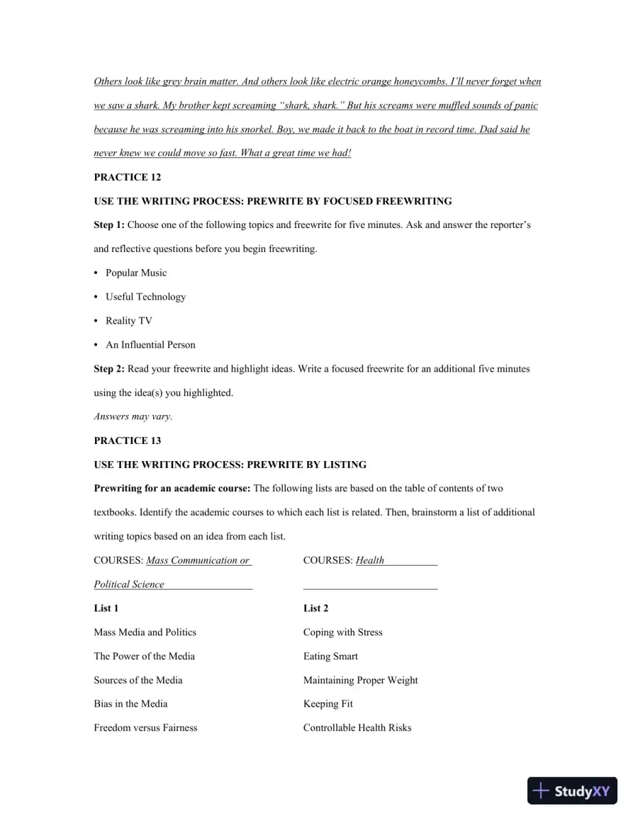 Writing for Life: Paragraphs and Essays, MLA Update, 4th Edition Solution Manual, page 13