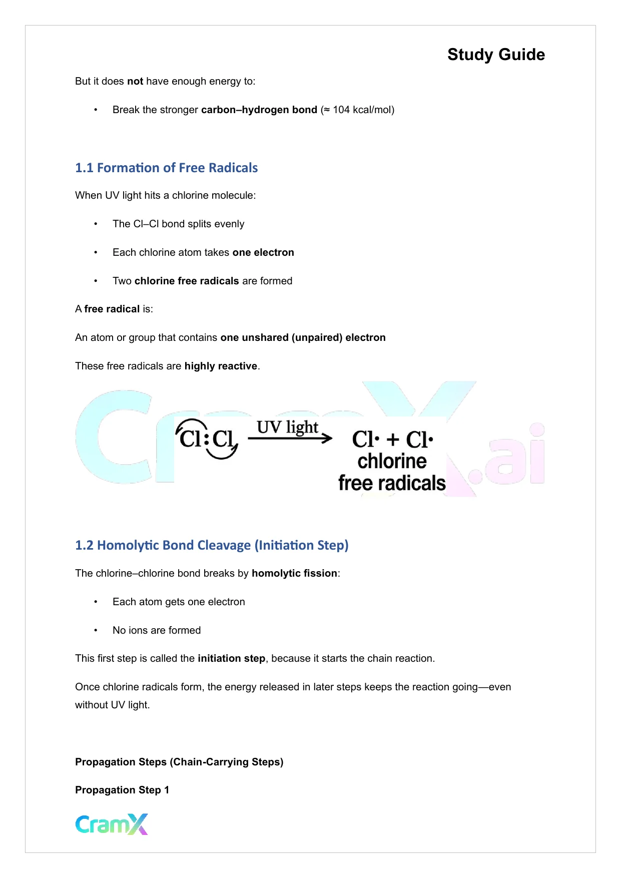 Organic Chemistry I - Reactions of Alkanes - Page 2 preview image
