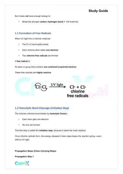 Organic Chemistry I - Reactions of Alkanes - Page 2 preview image