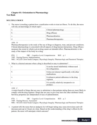 Test Bank For Lehne's Pharmacology for Nursing Care, 10th Edition - Page 1 preview image