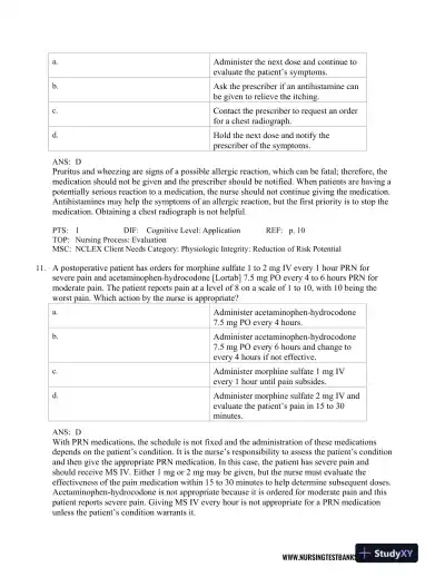 Test Bank For Lehne's Pharmacology for Nursing Care, 10th Edition - Page 10 preview image