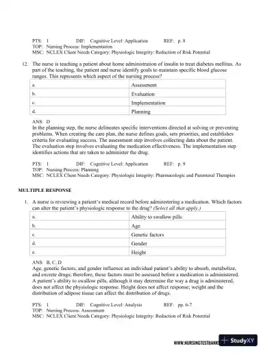 Test Bank For Lehne's Pharmacology for Nursing Care, 10th Edition - Page 11 preview image