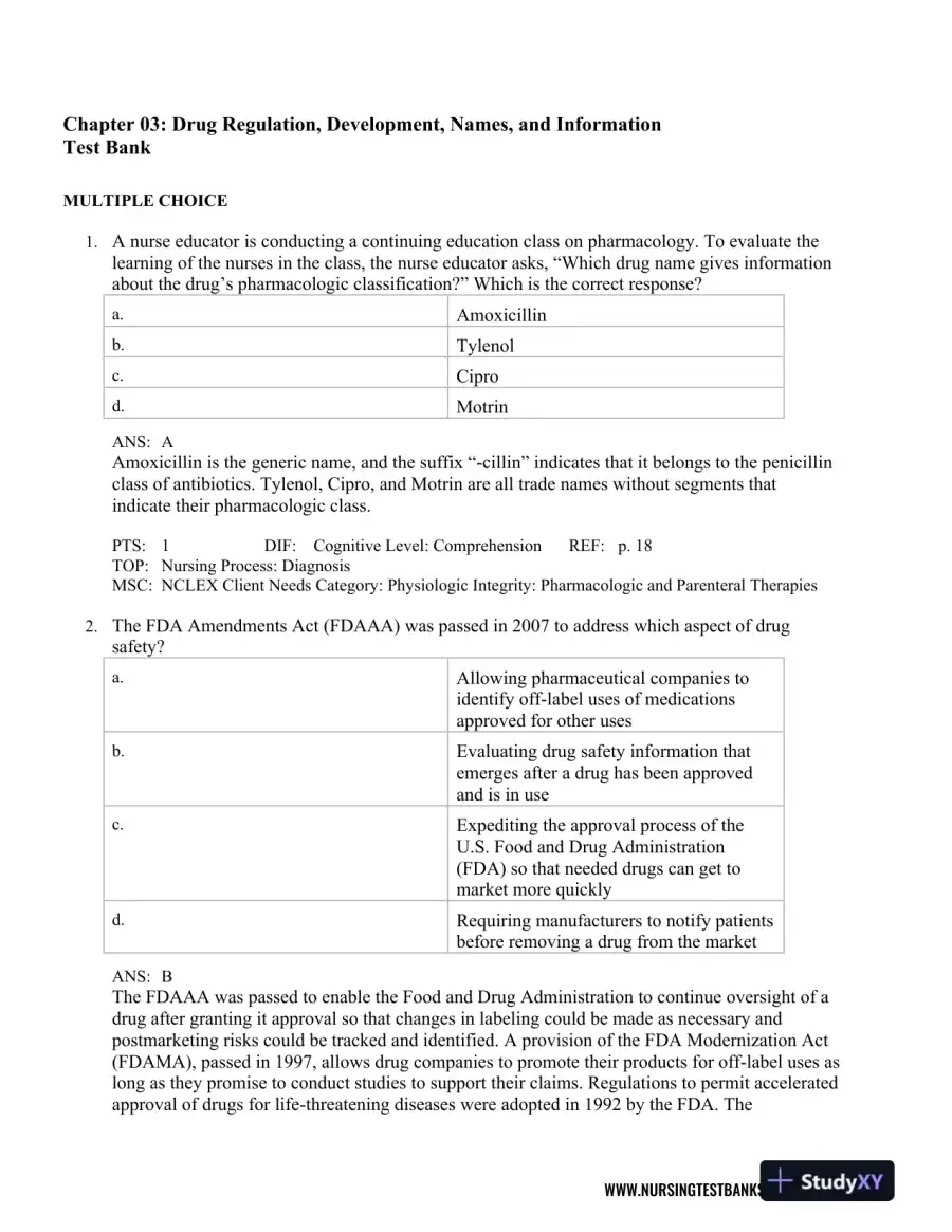 Test Bank For Lehne's Pharmacology for Nursing Care, 10th Edition, page 12