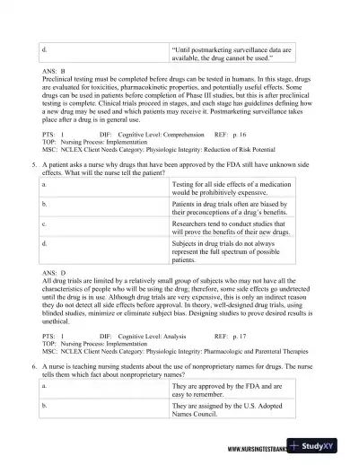 Test Bank For Lehne's Pharmacology for Nursing Care, 10th Edition - Page 14 preview image