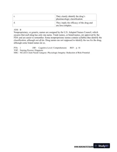 Test Bank For Lehne's Pharmacology for Nursing Care, 10th Edition - Page 15 preview image