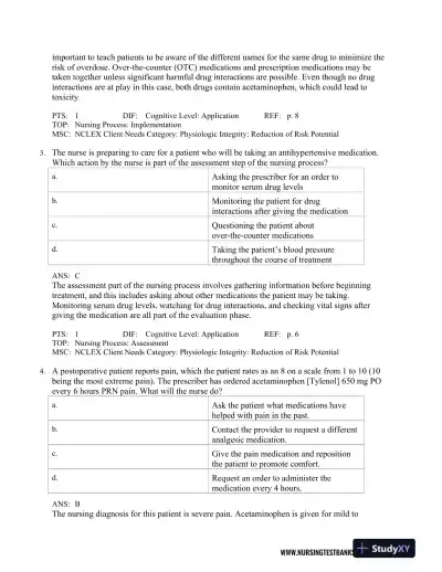 Test Bank For Lehne's Pharmacology for Nursing Care, 10th Edition - Page 6 preview image