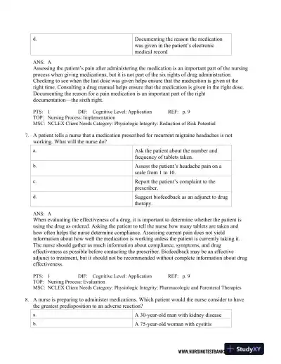 Test Bank For Lehne's Pharmacology for Nursing Care, 10th Edition - Page 8 preview image