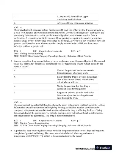 Test Bank For Lehne's Pharmacology for Nursing Care, 10th Edition - Page 9 preview image