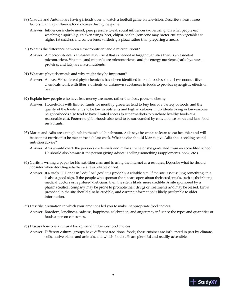 Nutrition And You, 4th Edition Test Bank, page 10