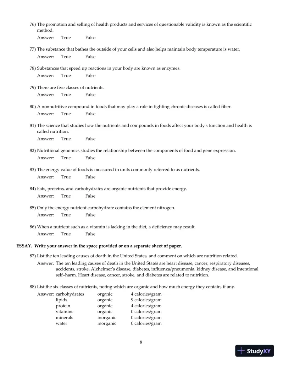 Nutrition And You, 4th Edition Test Bank, page 9