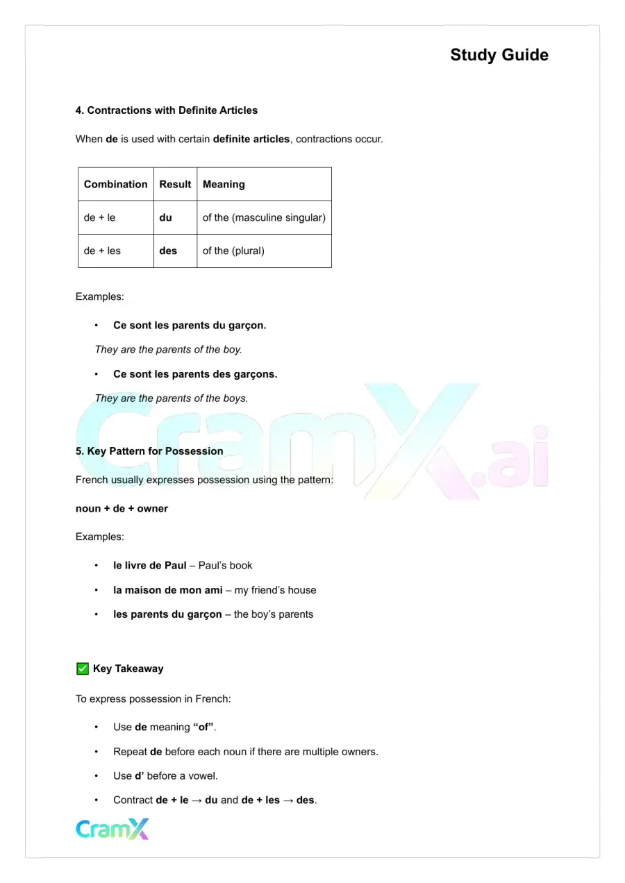 French I - Possession, page 2
