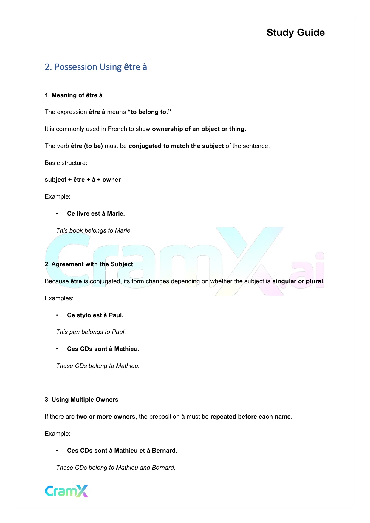 French I - Possession - Page 3 preview image