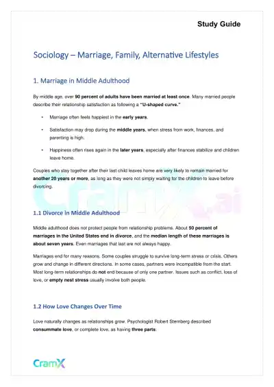 Sociology - Marriage, Family, Alternative Lifestyl - Page 1 preview image