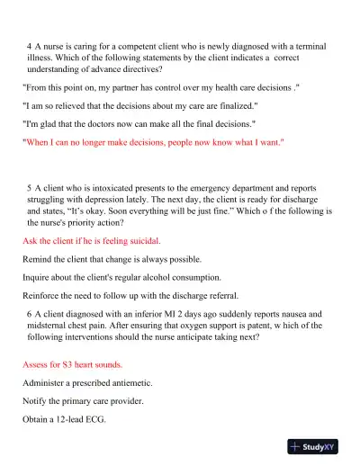 2020 ATI RN Leadership Proctored Exam Version 3 With Answers (130 Solved Questions) - Page 4 preview image