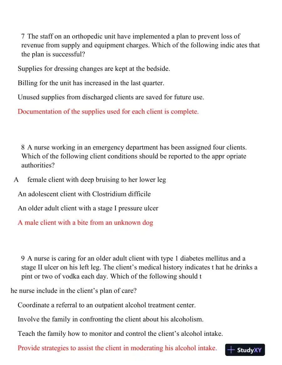 2020 ATI RN Leadership Proctored Exam Version 3 With Answers (130 Solved Questions), page 5