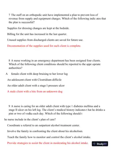 2020 ATI RN Leadership Proctored Exam Version 3 With Answers (130 Solved Questions) - Page 5 preview image
