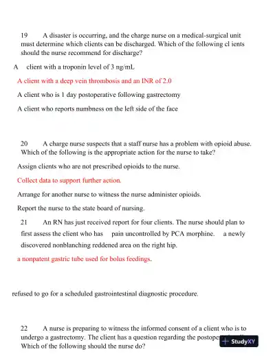 2020 ATI RN Leadership Proctored Exam Version 3 With Answers (130 Solved Questions) - Page 9 preview image