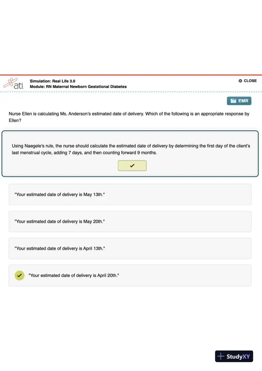 ATI RN Maternal Newborn Gestational Diabetes Simulation Real Life 3.0 With Answers (14 Solved Questions), page 3
