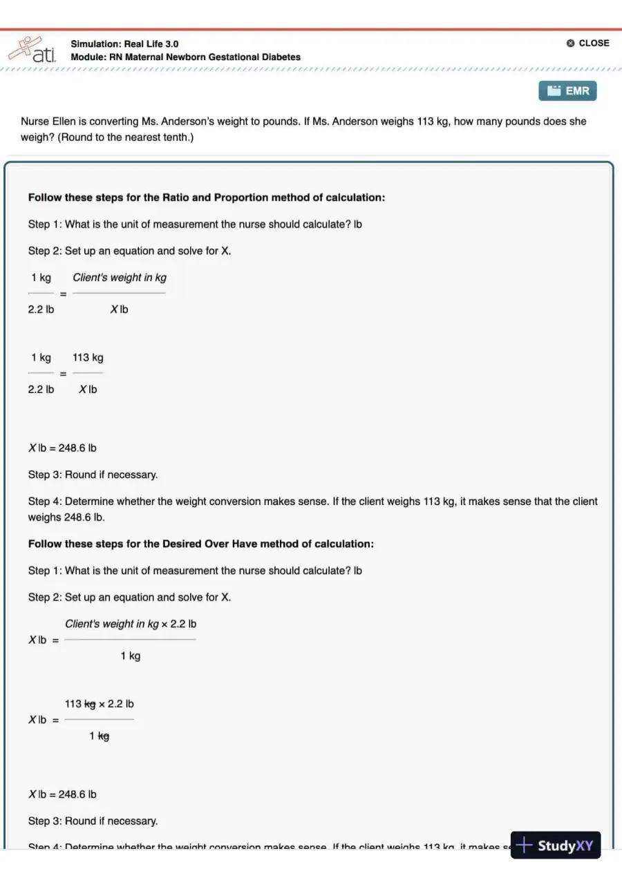 ATI RN Maternal Newborn Gestational Diabetes Simulation Real Life 3.0 With Answers (14 Solved Questions), page 4