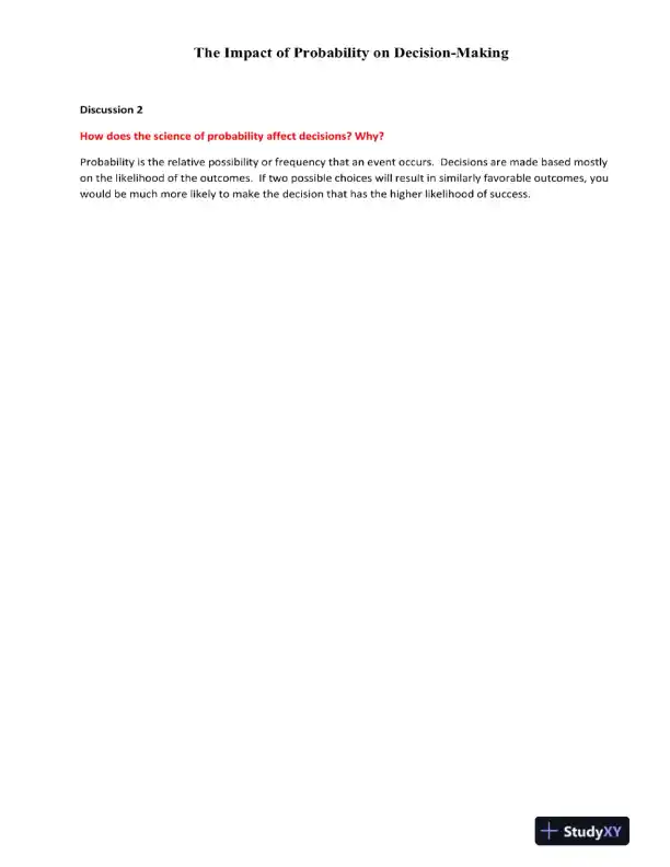 The Impact of Probability on Decision-Making - Page 1 preview image