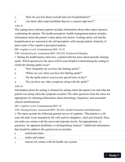 Test Bank For Medical-Surgical Nursing: Assessment and Management of Clinical Problems, 8th Edition - Page 17 preview image