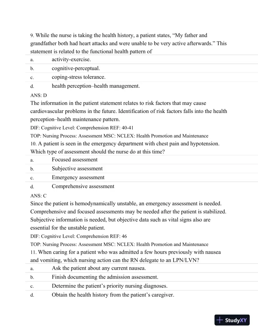 Test Bank For Medical-Surgical Nursing: Assessment and Management of Clinical Problems, 8th Edition, page 20