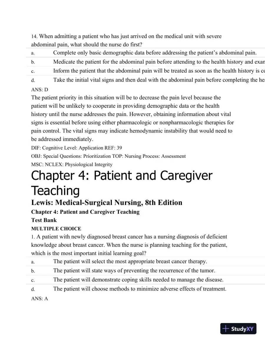 Test Bank For Medical-Surgical Nursing: Assessment and Management of Clinical Problems, 8th Edition, page 22