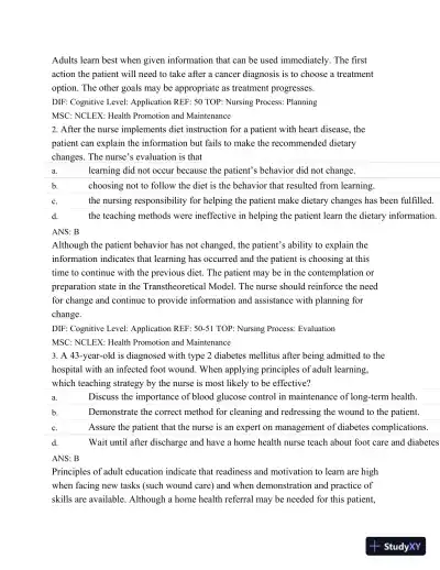 Test Bank For Medical-Surgical Nursing: Assessment and Management of Clinical Problems, 8th Edition - Page 23 preview image