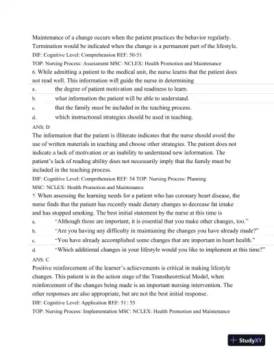 Test Bank For Medical-Surgical Nursing: Assessment and Management of Clinical Problems, 8th Edition - Page 25 preview image