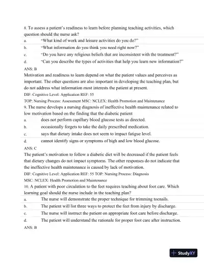 Test Bank For Medical-Surgical Nursing: Assessment and Management of Clinical Problems, 8th Edition - Page 26 preview image