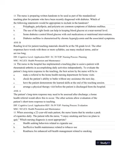 Test Bank For Medical-Surgical Nursing: Assessment and Management of Clinical Problems, 8th Edition - Page 28 preview image