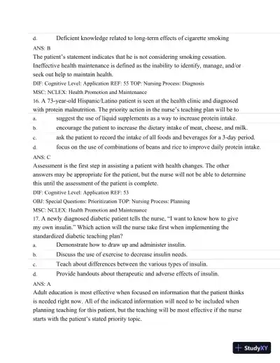 Test Bank For Medical-Surgical Nursing: Assessment and Management of Clinical Problems, 8th Edition - Page 29 preview image
