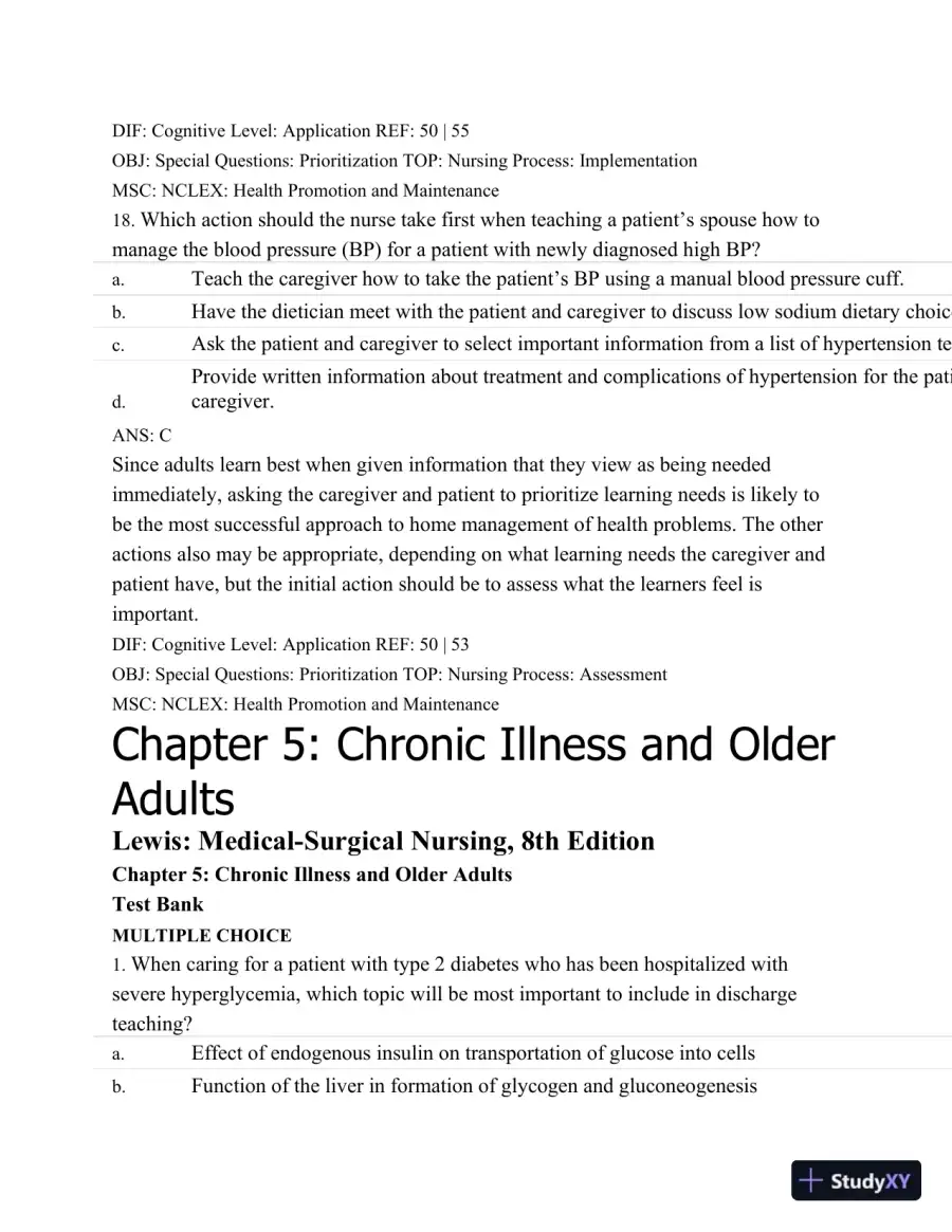 Test Bank For Medical-Surgical Nursing: Assessment and Management of Clinical Problems, 8th Edition, page 30