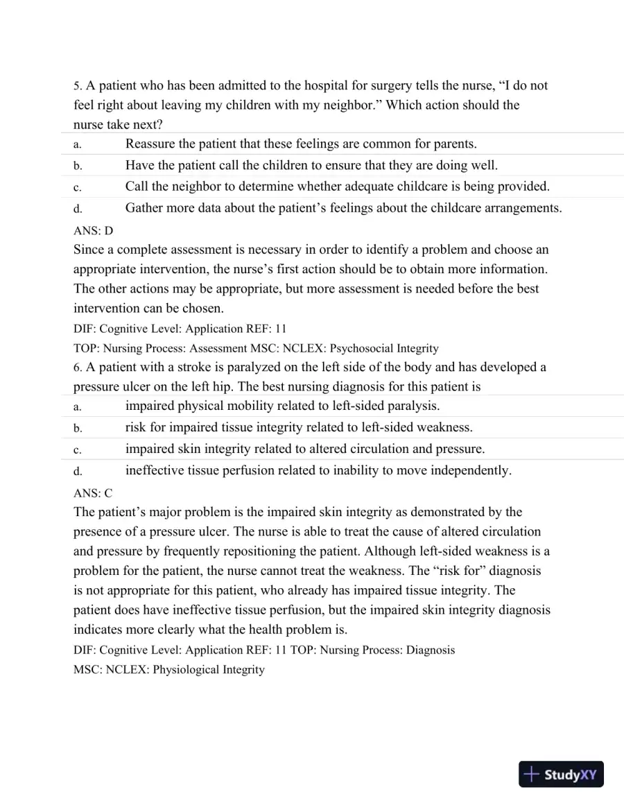 Test Bank For Medical-Surgical Nursing: Assessment and Management of Clinical Problems, 8th Edition, page 4