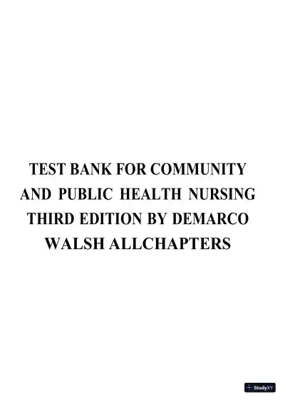 Test Bank for Community and Public Health Nursing: Evidence for Practice, 3rd Edition (Chapters 1-25) - Page 1 preview image